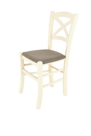Tommychairs Tommychairs Silla Cross En Haya Anilina Blanca, Asiento Tela Corzo