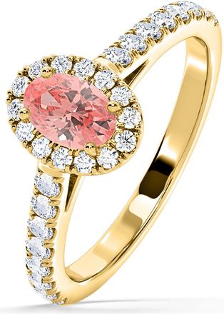 The Diamond Store Georgina Pink Lab Diamond Oval Halo 0.90ct Ring in 18K Yellow Gold - Elara Collection