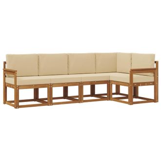 vidaXL Conjunto De Sof&aacute;s De Exterior Con Coj&iacute;n 5 Pcs Natural Y Beige Vidaxl