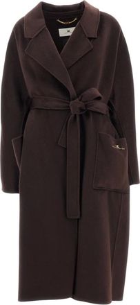 Elisabetta Franchi Abrigo de lana doble - Coats - Mujer - Marr&oacute;n - S