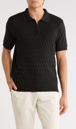 Tom Baine Half Zip Knit Polo Sweater in Black at Nordstrom Rack, Size Xx-Large