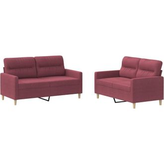 vidaXL Vidaxl - Juego De Sof&aacute;s Con Cojines 2 Piezas Tela Rojo Tinto