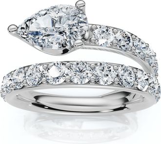 Pompeii3 2 1/10Ct Sonya Pear Diamond Wrap Ring 14k Gold or Platinum EF/VS