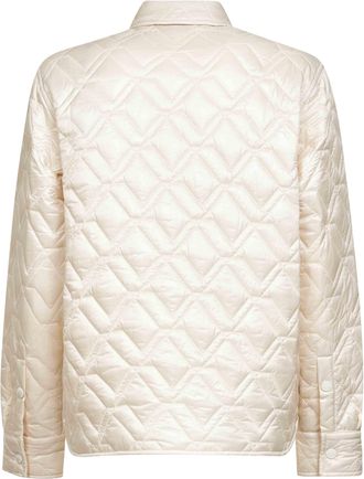 Moncler Womens Beige Quilted Padded Shirt Jacket Polyamide
