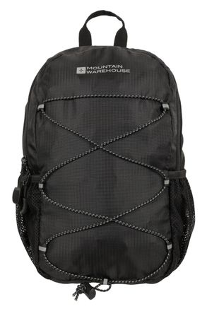 Mountain Warehouse Trek 8L Backpack - Lightweight Large Day Pack with Bottle Pocket, Padded Airmesh Back & Bungee Cords - All Season Camping, Outdoors & Trekking Jet Bla