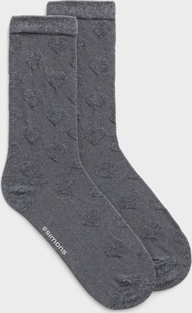 Simons Womens Embossed heart socks