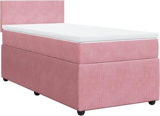 vidaXL Cama Box Spring Con Colch&oacute;n Terciopelo Rosa 100x200 Cm Vidaxl