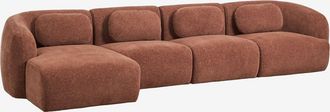 Sklum Sof&aacute; Modular Chaise Longue Izquierdo De 4 Piezas En Chenilla Coquette Sklum