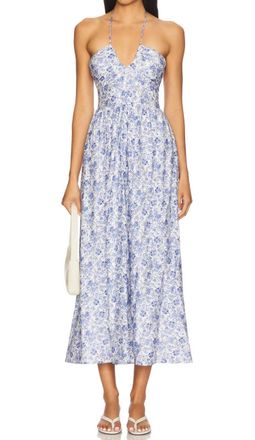 Minkpink Evelyn Halter Midi Dress In Blue Floral