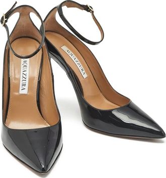 Aquazzura Love Affair pointed-toe patent-leather pumps - Black