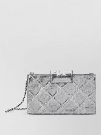 Tory Burch signature flame clutch chain strap