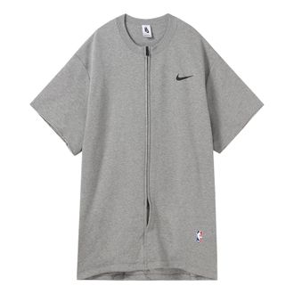 Nike Mens Nike NRG Ti Warm Up Top x Fear of God FOG Gray Zipper Short Sleeve Tops Dark Grey Heather Black AR0629-063