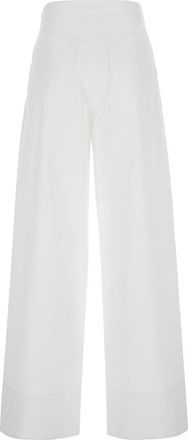 Toteme Womens White Cotton Pants With Rear Pockets Organic Trousers