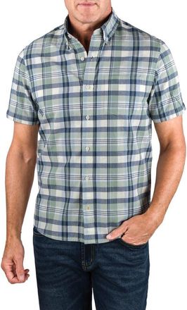 Tailor Vintage Plaid Short Sleeve Button-Down Shirt in Saltwater Plaid at Nordstrom Rack, Size X-Large
