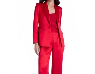 Karina Grimaldi Veronica Suede Blazer In Burgundy