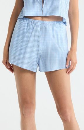 Lunya Gingham Cotton Sleep Shorts in Market Check at Nordstrom, Size X-Large