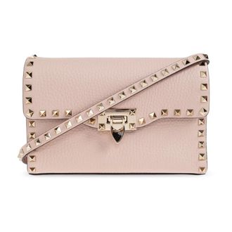 Valentino Garavani Tassen, Dames, Roze, ONE Size, Leer, Kleine Rockstud Crossbody Tas
