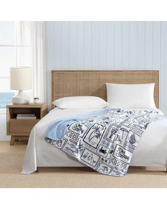 Nautica Beach Collage Reversible Lush Plush Throw Blanket