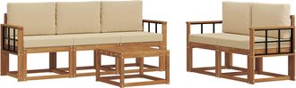 vidaXL Conjunto De Sof&aacute;s De Exterior 6 Uds. Natural Y Beige Vidaxl