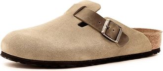 Birkenstock Boston - Suede/Oiled Leather Mens Sandals Faded Khaki : EU 46 (US Mens 13-13.5) Regular