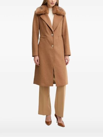 Guess Co faux-fur collar coat - Brown