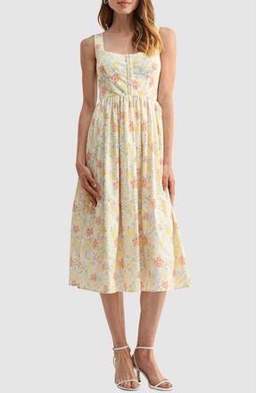 Lush Corset A-Line Midi Dress in Multi Floral at Nordstrom Rack, Size Medium