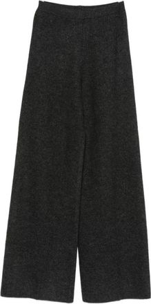 Semicouture Wijde Gebreide Broek - Dames - Wijde Broeken - Grijs - S - Katoen - Broeken