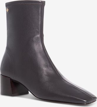 Tory Burch Glatte Lederstiefeletten mit Blockabsatz