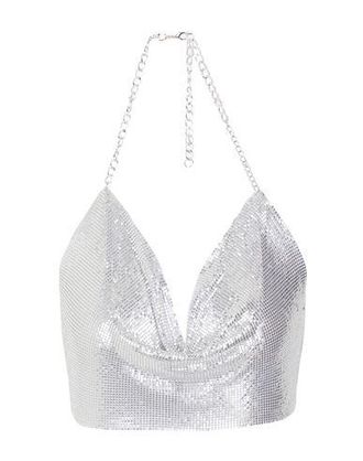 8 by YOOX METAL HALTER CHAIN CROP TOP