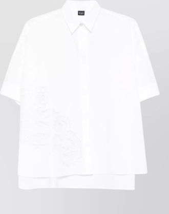 Fay shirt collared neck embroidered lace layered design
