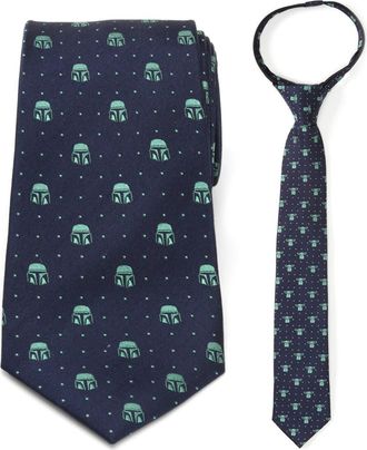 Cufflinks Inc. Mandalorian Father & Son Silk Tie Set in Navy at Nordstrom