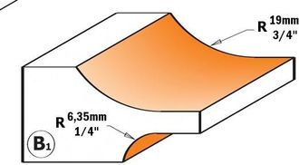 CMT 990.537.11 Corte - Porta Con Contra - Perfil Hw S=12 D=63,5x18x70 R19 Recta