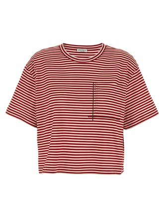Brunello Cucinelli Striped T-Shirts − Sale: up to −79