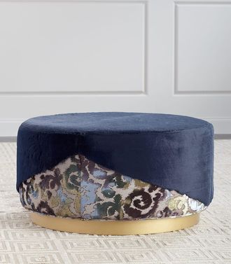 Haute House Home Misha Faux-Fur Round Ottoman