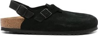 Birkenstock Soft Suede Ankle Strap Clog - Heren - Klompen - Zwart - 45 EU - Su&egrave;de - Schoenen