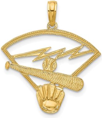 Diamond2Deal 14k Yellow Gold Baseball Diamond Pendant