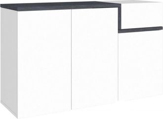 Dmora Dmora - Scarpiera Anist, Mobile multiuso 3 ante e 1 anta a ribalta, Portascarpe da ingresso, 100% Made in Italy, cm 120x40h80, Bianco lucido e Ardesia