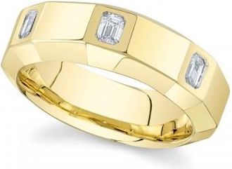Allurez Emerald Cut Diamond Mens Wedding Ring Band 14K Yellow Gold (0.44ct)