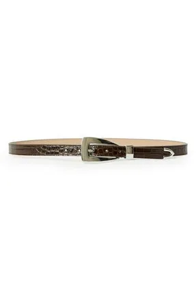 B-Low The Belt Briar Croco-Embossed Leather Belt in Chocolate Silver at Nordstrom Rack, Size Medium