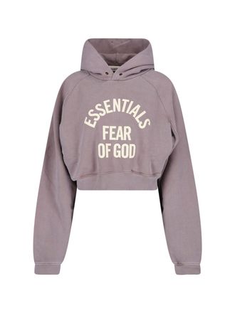 Fear of God Grey Cropped Washed Texture Arched Hoodie