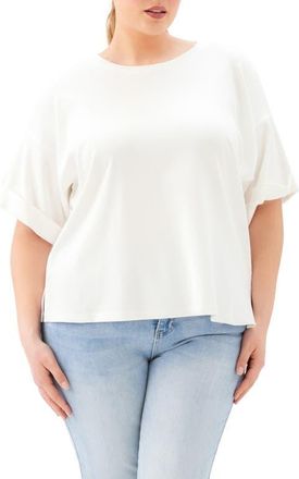 Karen Kane Cuffed Sleeve Rib T-Shirt in White at Nordstrom, Size 0 X