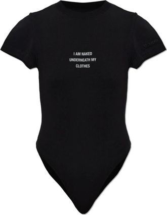 VETEMENTS Katoenen Bodysuit Met Print - Dames - Bodies - Zwart - S - Katoen - Tops