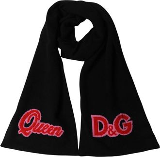 Dolce & Gabbana Queen Kasjmier Sjaal - Dames - Wintersjaals - Zwart - ONE Size - Kasjmier - Accessoires