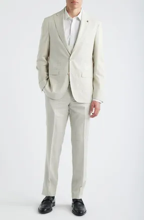 Jack Victor Midland Contemporary Fit Off White Windowpane Check Super 130s Wool Suit at Nordstrom, Size 46