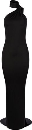 Nina Ricci scarf-detailing halterneck maxi dress - women - Viscose/Elastane - 36 - Black