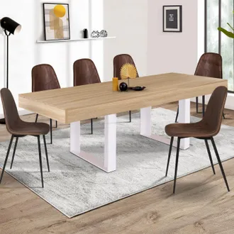 IDMarket Idmarket - Mesa De Comedor Phoenix Para 8 En Madera Y Blanco 200 Cm