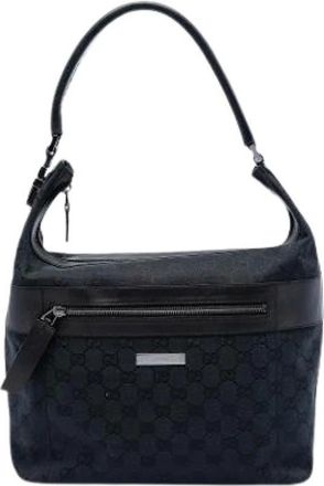 Gucci Pre-owned Shoulder Bags, female, Black, Size: ONE SIZE Pre-owned Canvas Shoulder Bag