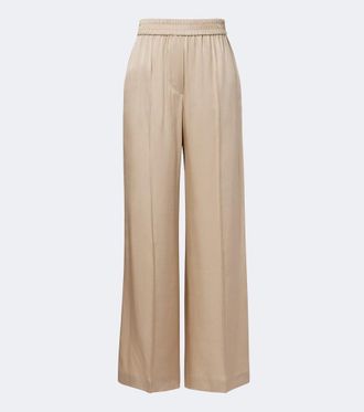 Brunello Cucinelli Pantalones anchos de sat&eacute;n de seda