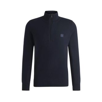 HUGO BOSS Truien & Vesten, Heren, Blauw, M, Katoen, Kanobix Half Zip Sweater