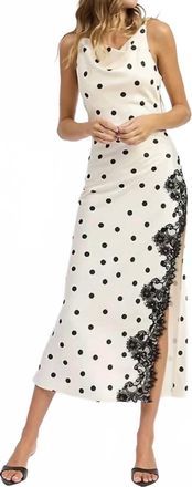 En Saison Womens Polka Dot Shoulder Tie Bias Maxi Slip Dress In White
